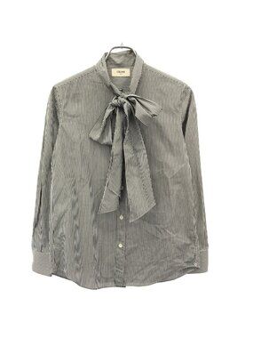 Celine Striped Bowtie Shirt Black White 36